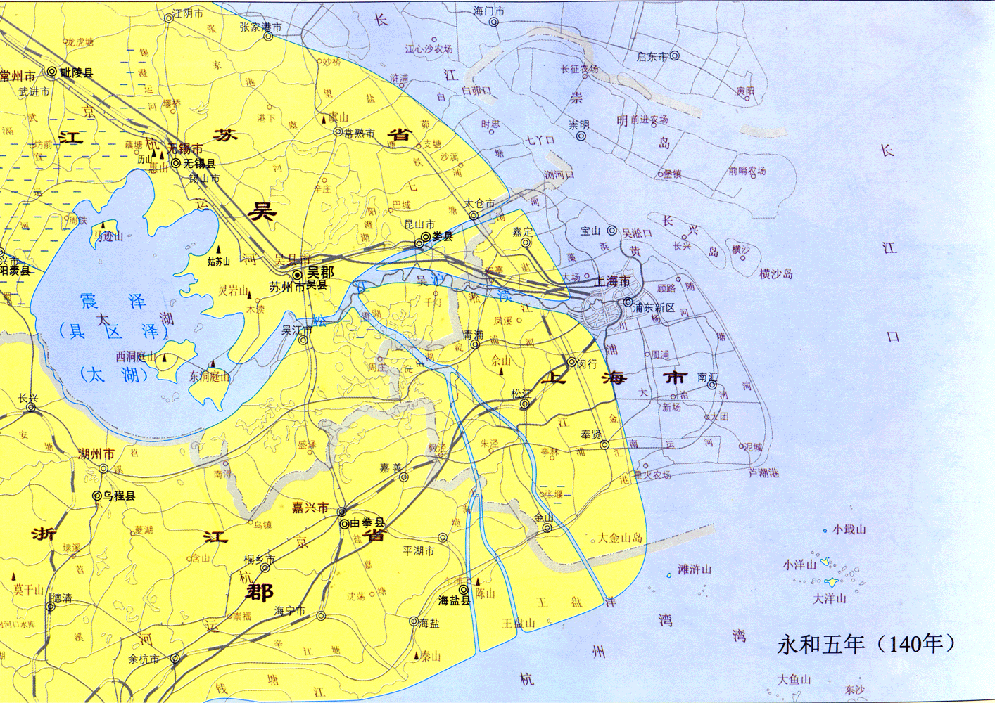 上海历史地图东汉时期——永和五年（140年）