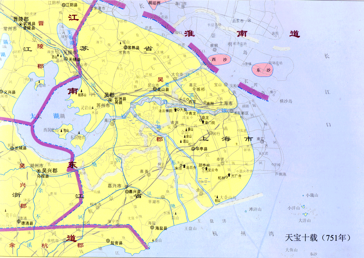 唐时期——天宝十载（751年）上海历史地图