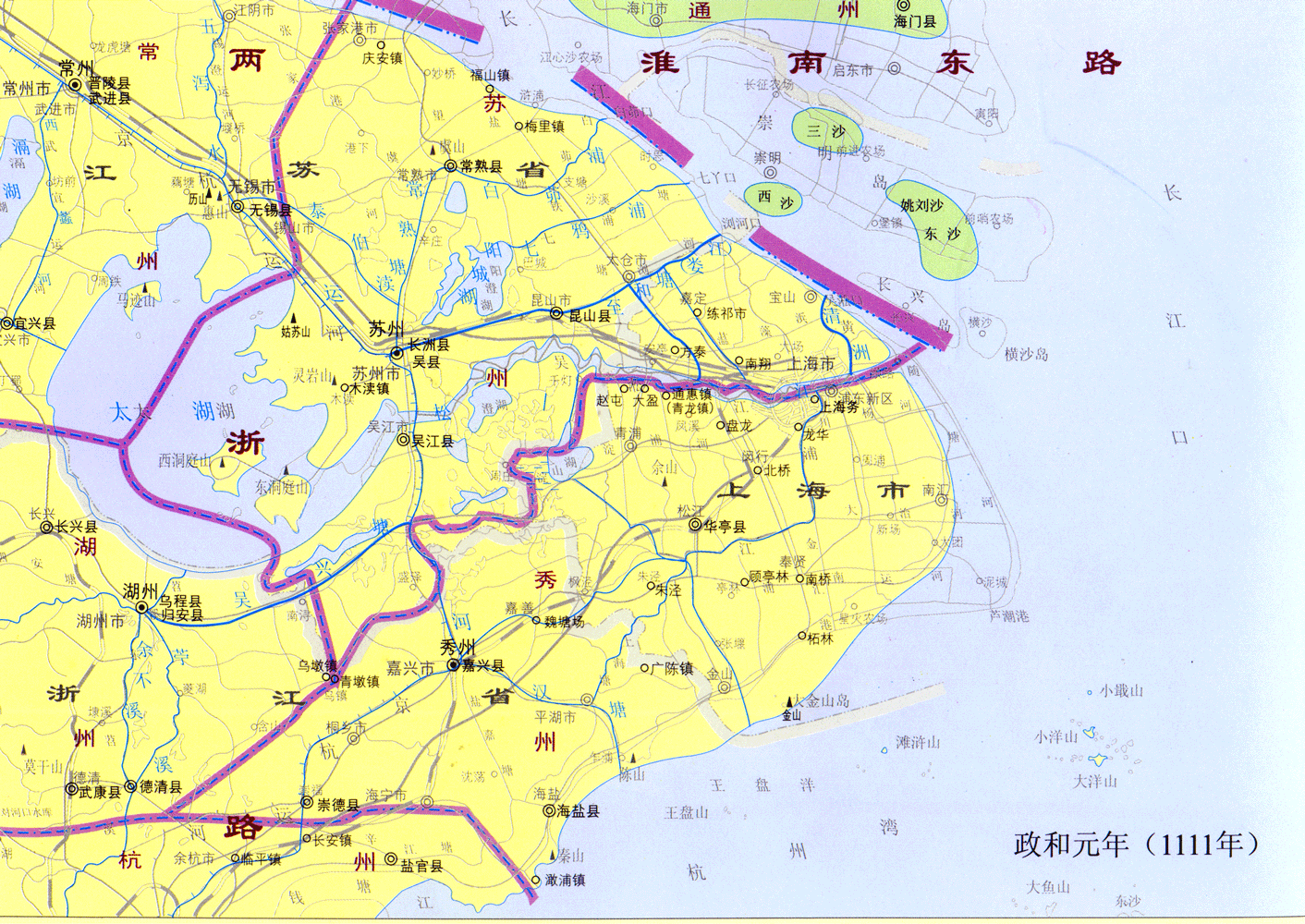 北宋时期——政和元年（1111年）上海历史地图