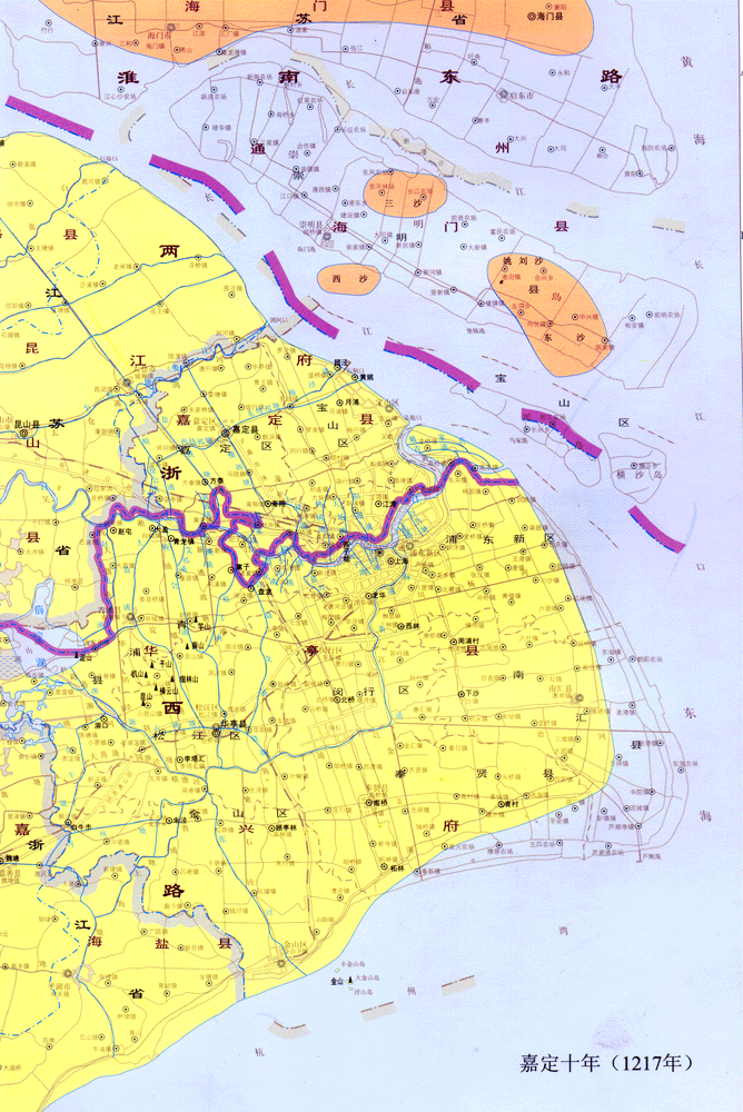 南宋时期——嘉定十年（1217年）上海历史地图