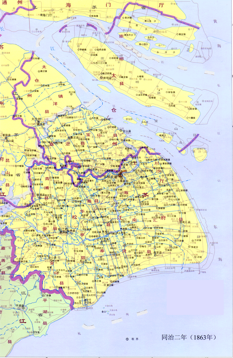 清时期——同治二年（1863年）上海历史地图